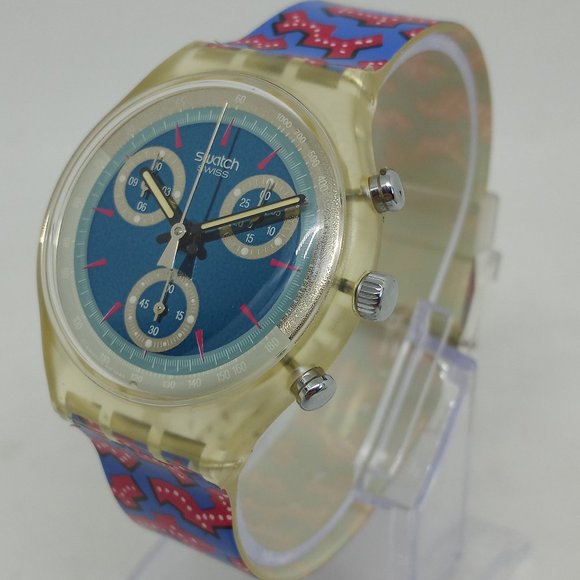 VINTAGE 1992 Swatch Chrono SCK100 "Wild Card" 37mm Swiss Made Watch NOS - Picture 1 of 11